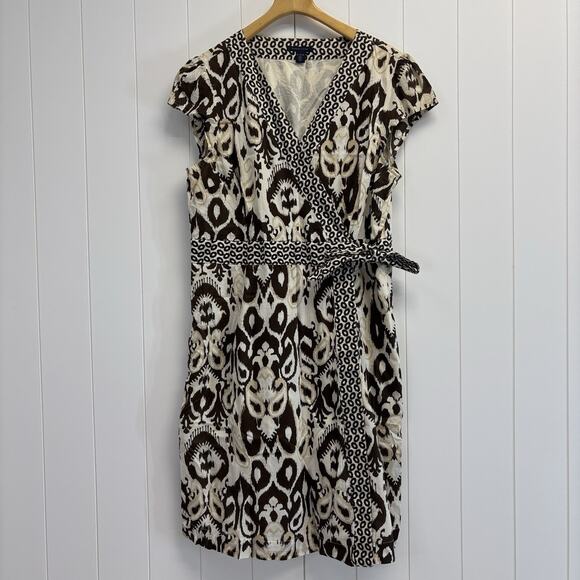 Tommy Hilfiger Womens Boho Jungle Tribal Earthy Midi Wrap Around Dress Size XL - Picture 1 of 14